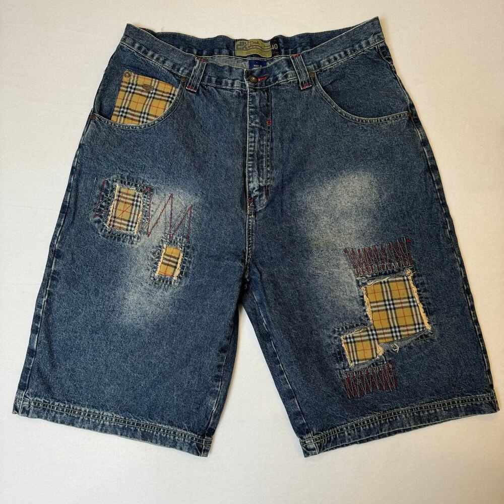 Dtek Men 40x13 Patches P300s Baggy Shorts Y2K Skater Style Vtg 2000’s Distressed